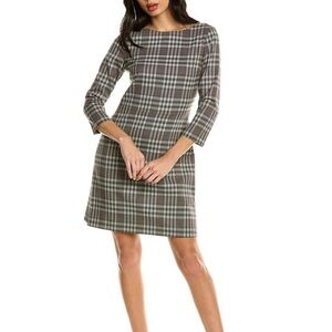 Theory‎ Kamillina Multi Optical Plaid Wool Blend Dress.